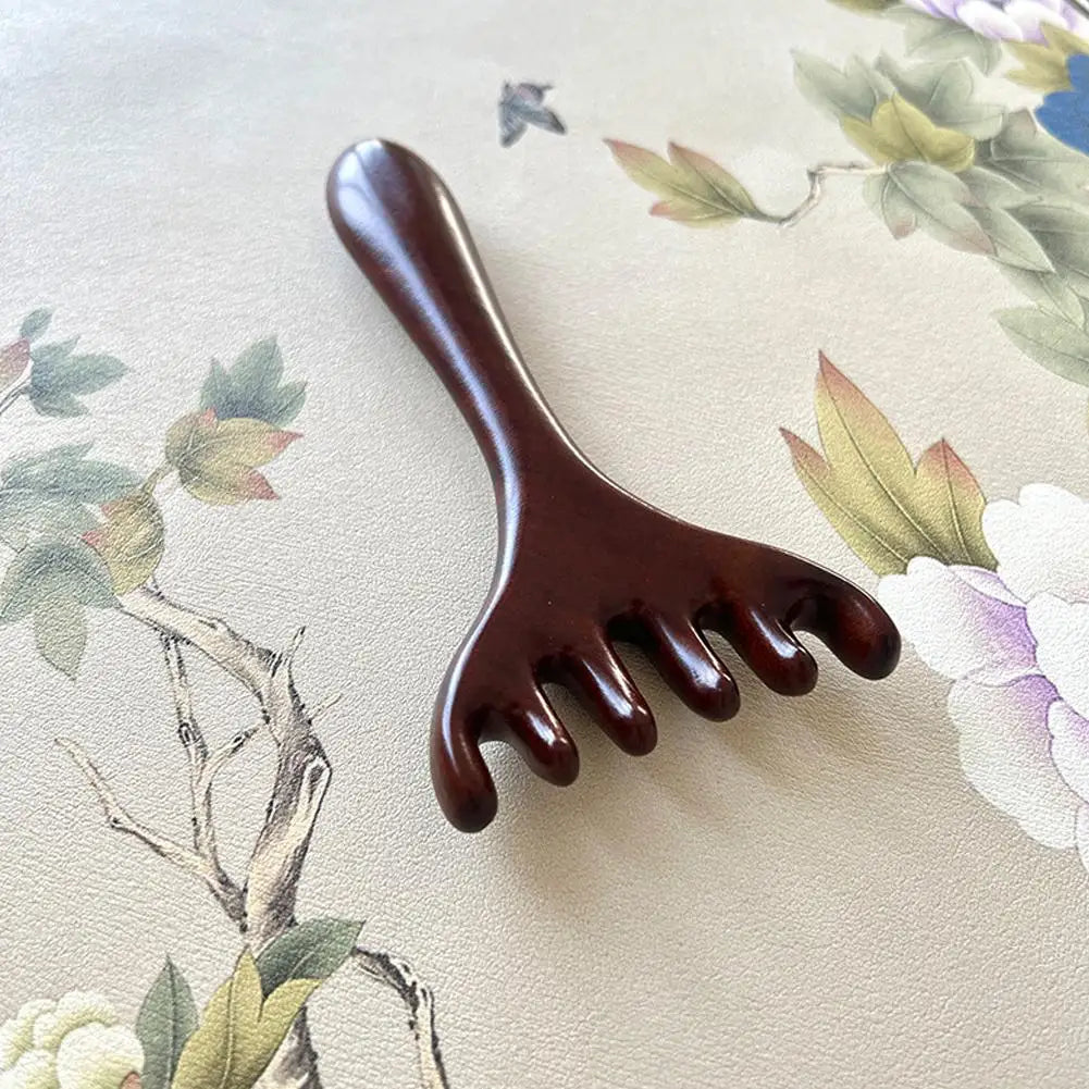 Natural Sandalwood Deer Antler Five Paws Massage Comb Meridians Dredging Scalp Facial Massage Comb Gifts For Family And Friends Qme