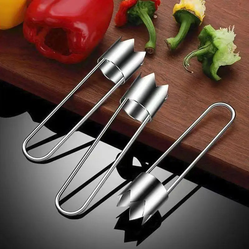 1pc Stainless Steel Fruit Vegetable Corer Pepper Seed Remover Kitchen Gadget For Apple Pear Tomato Pepper Qme