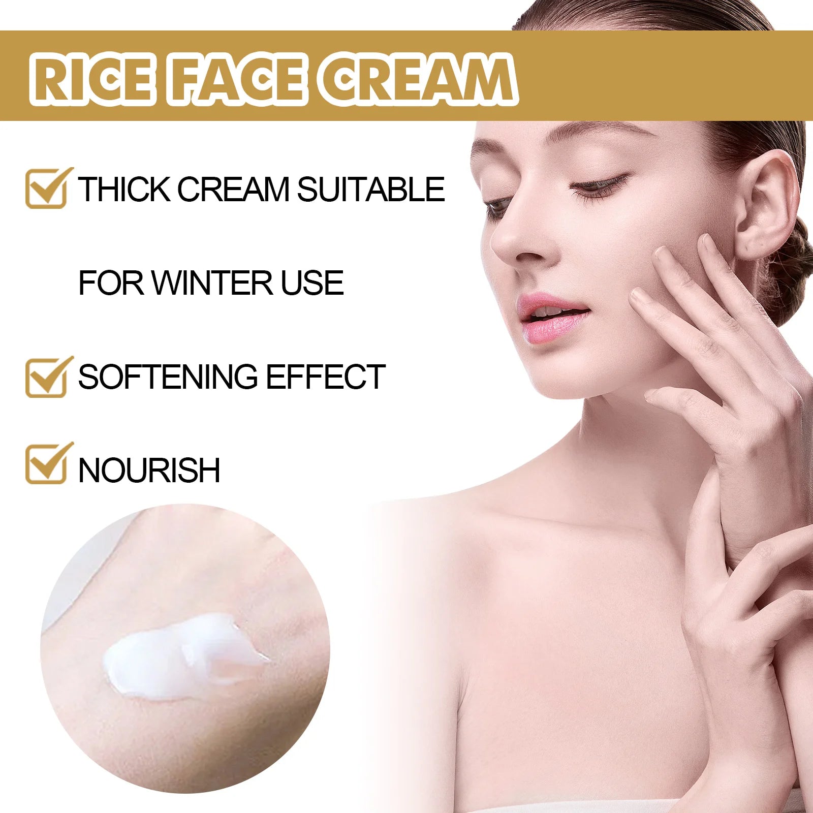 White Rice Face Cream Moisturizing Firming Fade Fine Lines Tighten Pores Lighten Dark Spots Nourishing Brightening Face Cream Qme