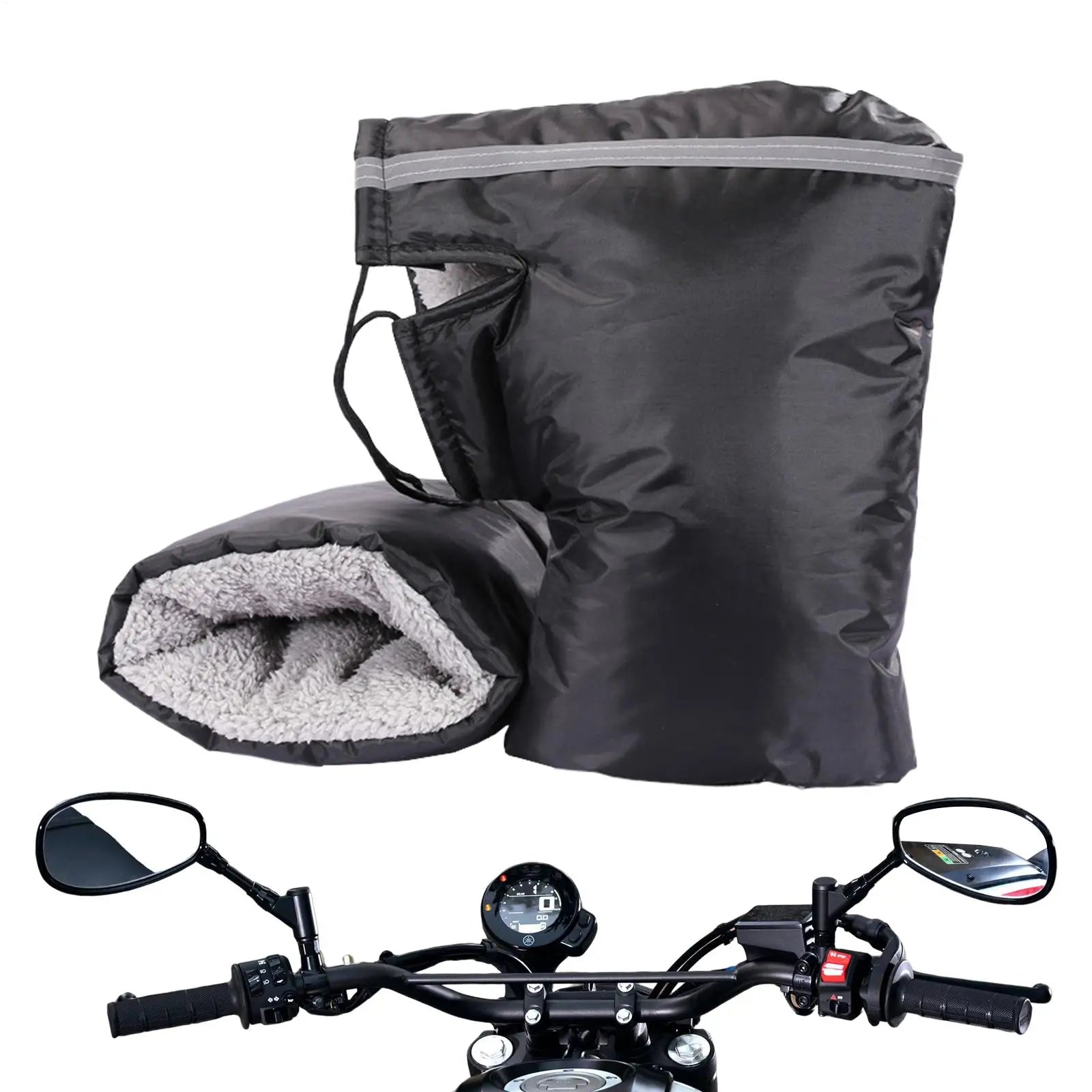1pair Road Bicycle Handlebar Mittens Waterproof Winter Motorcycle Gloves Bike Handle Cover For Touring Camping Scooters Mountain Qme