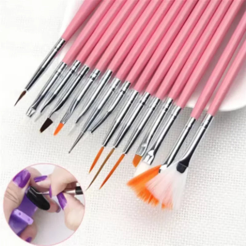 1set/15pcs color Nail Art Brush Set UV Gel Polish Pen Acrylic Nail Design Painting Tools for Nail Artistry Qme