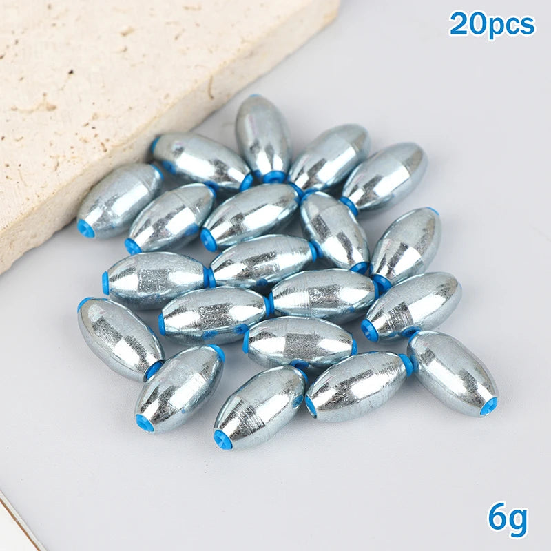 Alloy Hollow Olive Fishing Sinkers3 4 6 8 10 12 Wax Coating Weight Qme 6g
