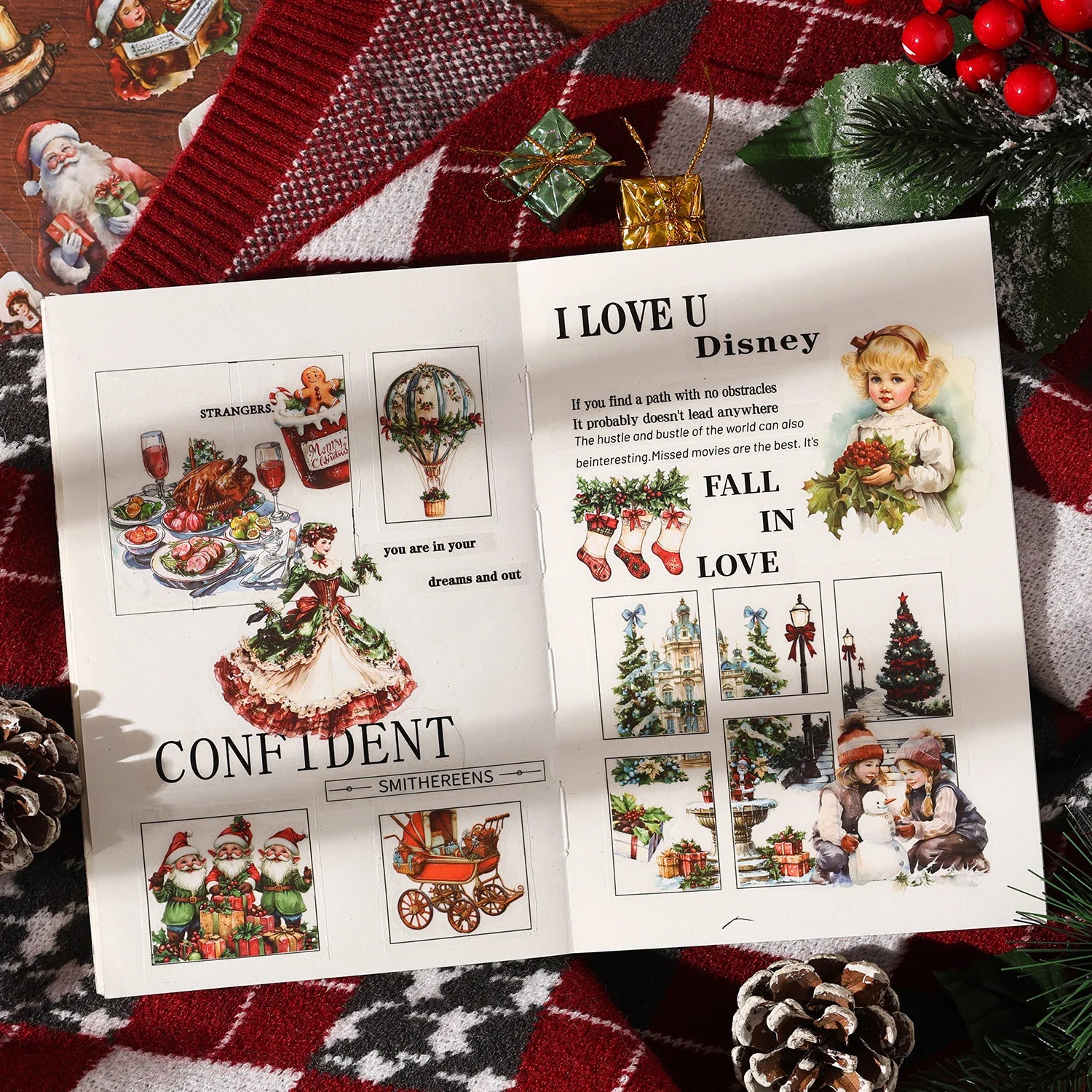 20/40 Sheets Large Size Christmas Sticker Book Washi PET Stickers Set Scrapbooking Holiday Party Aesthetic Decoration Journal Qme