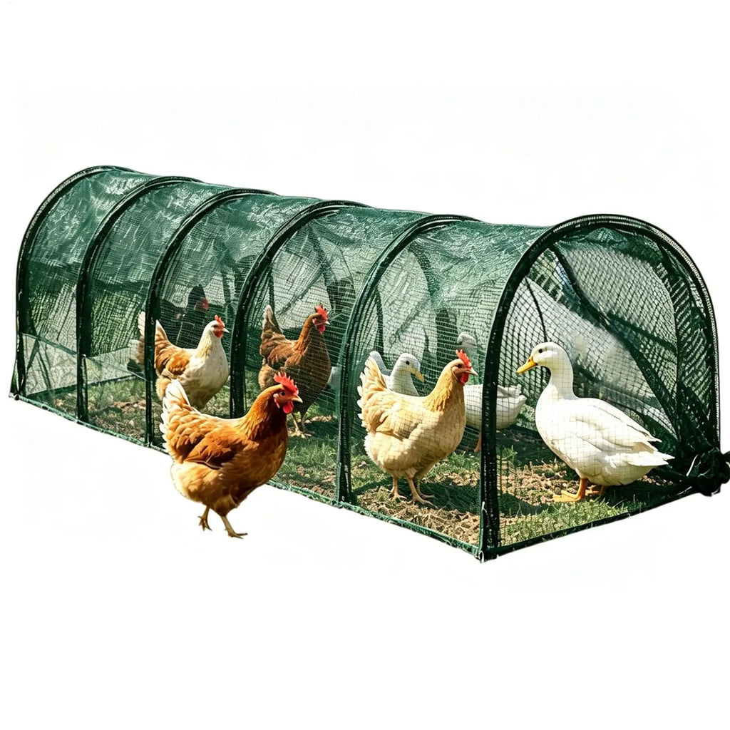 Chicken Tunnel Foldable Long Quick Installation Flexible Yard Outside Chicken Tunnels for Ducks Geese Rabbits Small Pets Chicks Qme