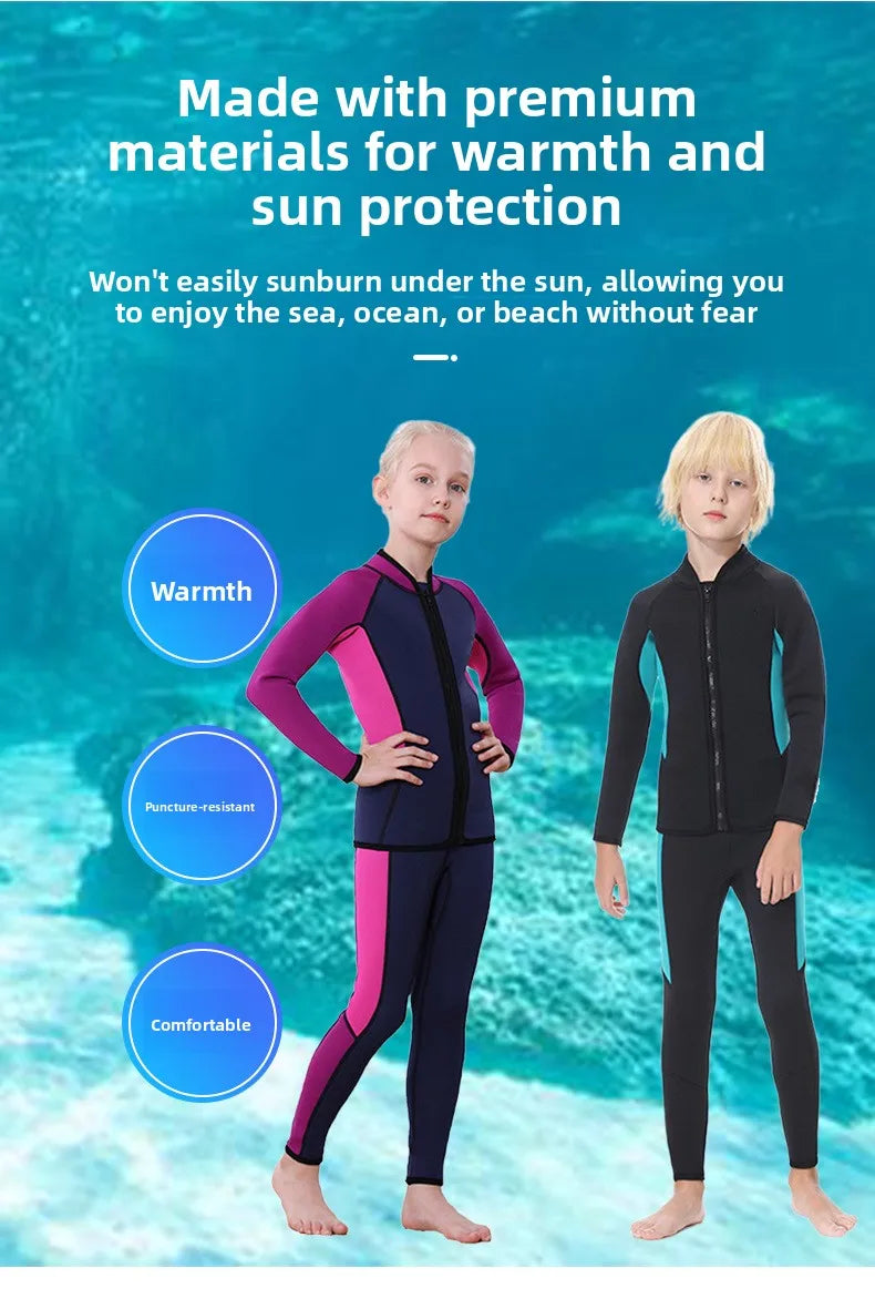 Children's Wetsuit Two-Piece Swimsuit Long Sleeve Surfing Snorkeling Diving Suit Boys Girls Thermal Protection Outdoor Gear Qme