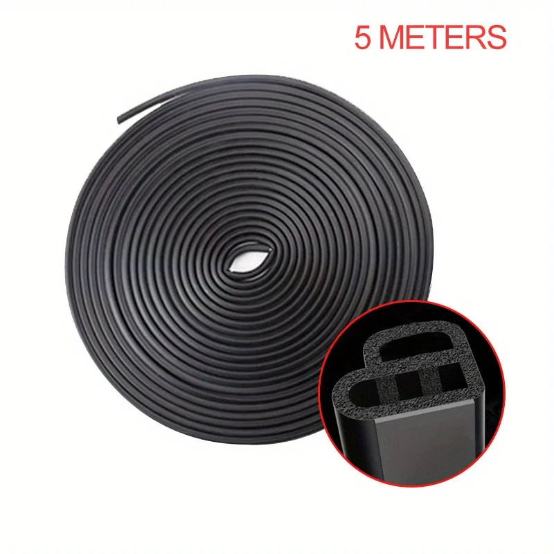 Car Door Rubber Seal Strip L-type Double Layer Sealing Adhesive Stickers Noise Insulation Weatherstrip Auto Interior Accessories Qme 5Meters