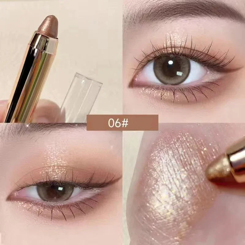 Shimmer Eyeshadow Stick Easy Glitter Highlighter Eyeshadow Pencil Brightening Makeup Pink Silkworm Champagne Gold Eyeliner Pe Qme 06