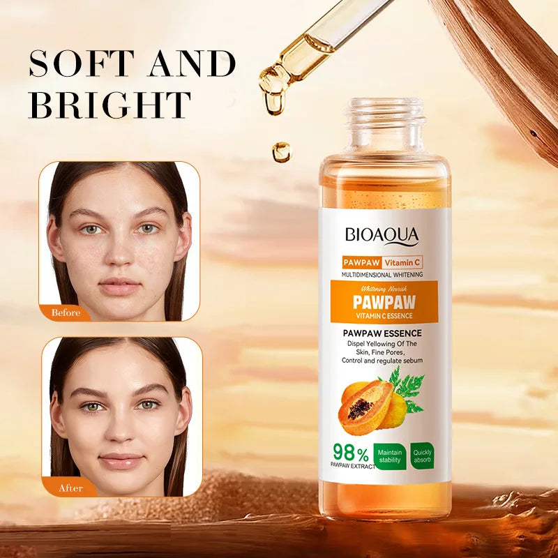 Papaya VC Brightening Serum Improve Dullness Remove Dark Spots Effective Whiten Freckle Product Moisturize Face Skin Care Beauty Qme