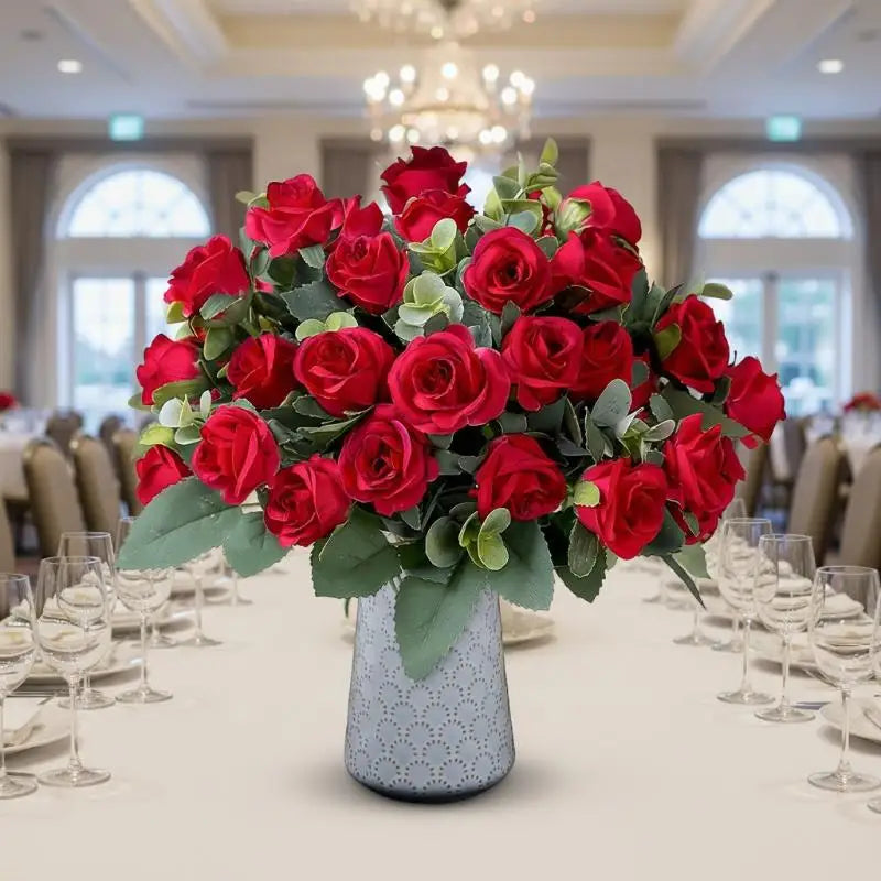 Artificial Silk Rose Bouquet - Add Timeless Beauty to Your Wedding, Home or Holiday Decor with These Lifelike Fake Roses Qme