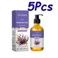 Lavender Essential Oil Moisturizing Body Skin Smoothing Soft Stress Relief Muscle Sore Help Sleep Spa Relaxing Massage Oil Qme 5 x 100ml Boxed