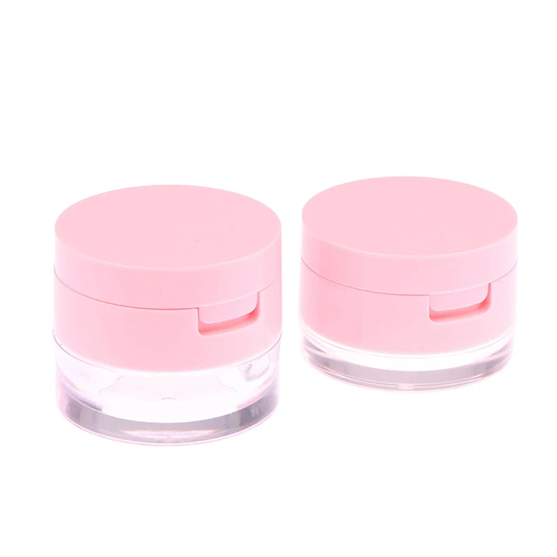Portable Plastic Powder Box Sieve Mirror Loose Cosmetic Sifter Travel Qme