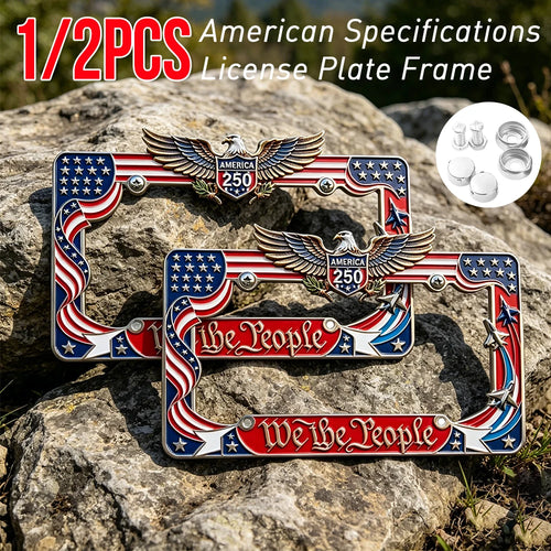 1/2pcs American Specifications License Plate Holder Selected American Flags With Screws Car Decoration Aluminum Alloy Car Qme