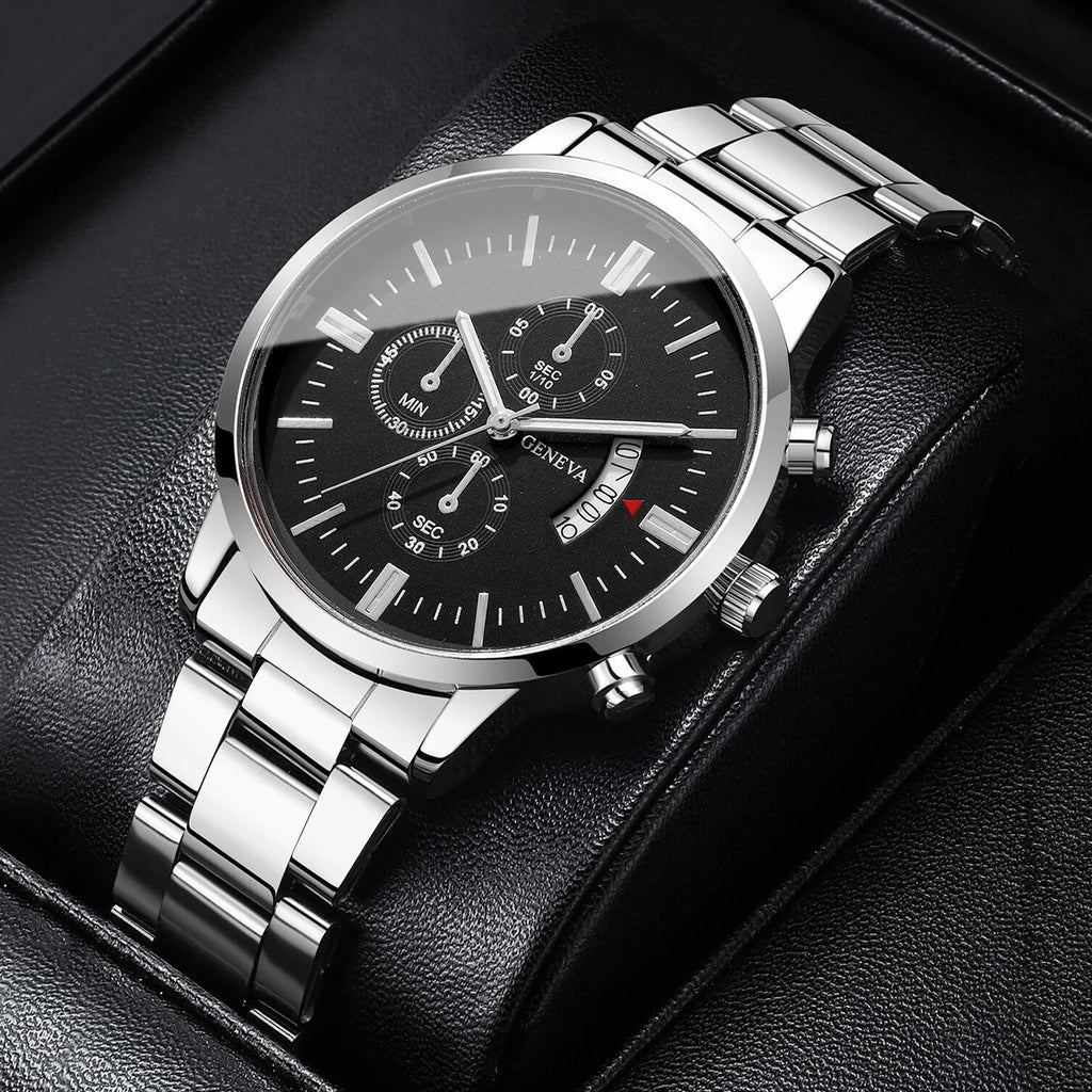 Moda masculina relógios de negócios calendário luxo relógio de quartzo para homem relógio relogio masculino montre homme Qme Silver
