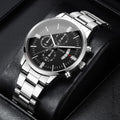 Moda masculina relógios de negócios calendário luxo relógio de quartzo para homem relógio relogio masculino montre homme Qme Silver