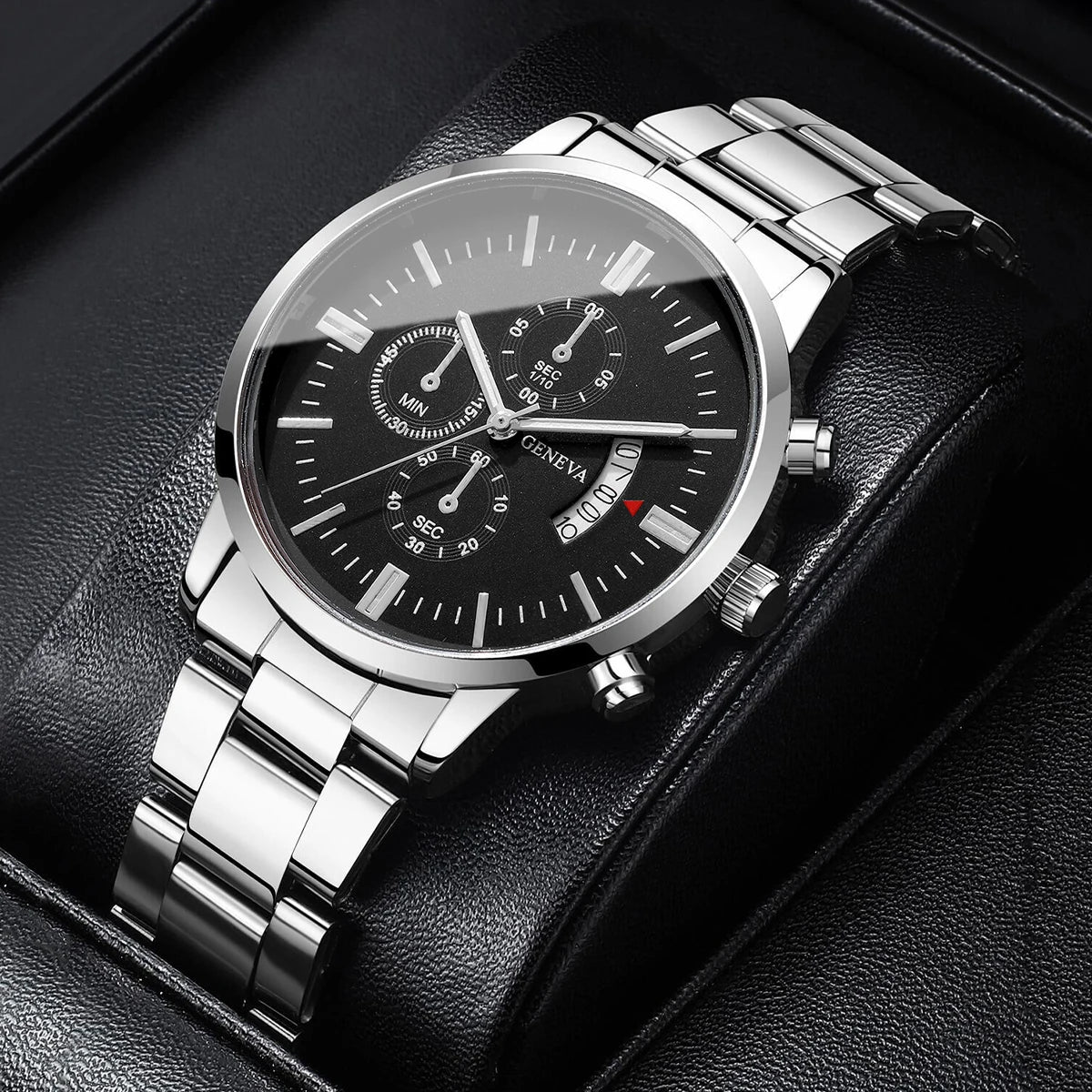 Moda masculina relógios de negócios calendário luxo relógio de quartzo para homem relógio relogio masculino montre homme Qme Silver