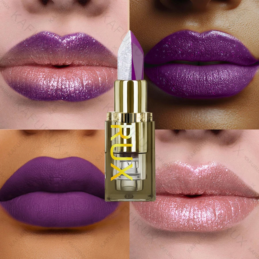 11 Two-tone Lipstick Purple Black Glitter Matte Lipsticks Makeup Easy Qme 106