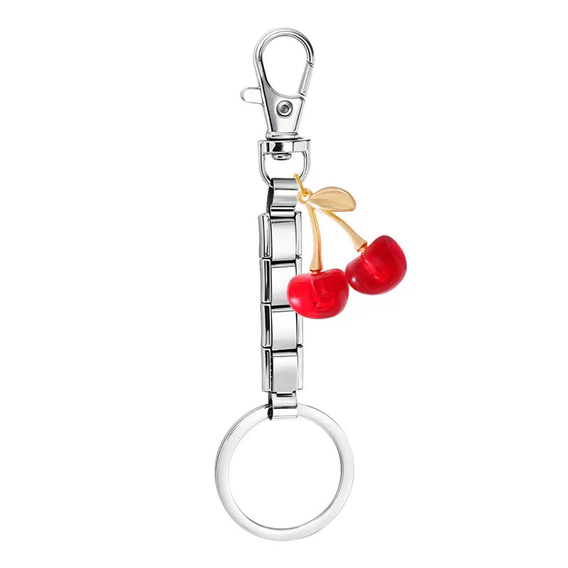 Personalized DIY Making Italian Link Charm Bead Key Chain Creative Decoration Removable Accessories Creative Gifts Silver Color Qme Style 10
