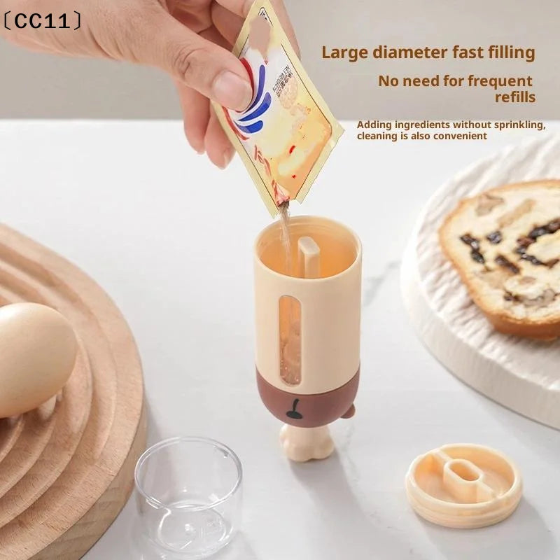 Metering Salt Shaker Push Dispenser Tank Sugar Bottle Canister Qme