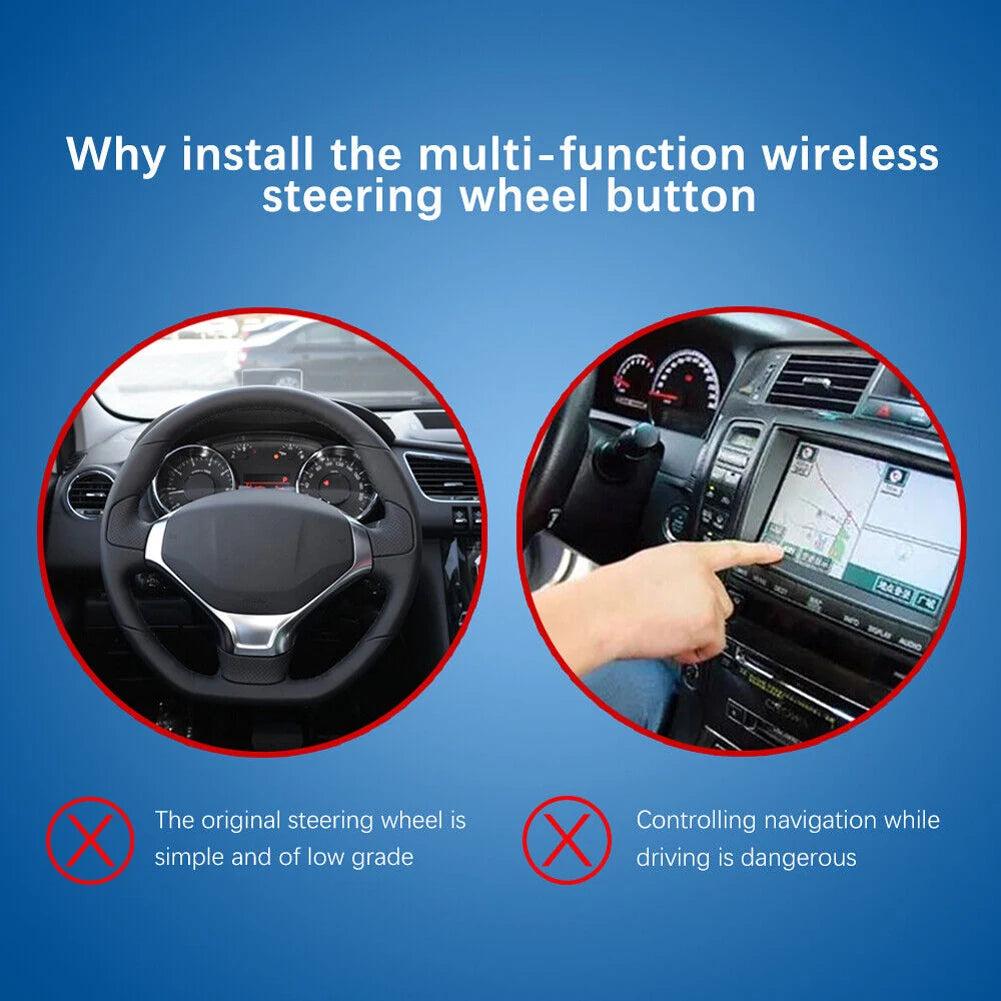 Remote Control Steering Wheel On/Off Button Wireless Car Navigation DVD Control Button Battery Operated 6 Buttons for Auto Truck Qme