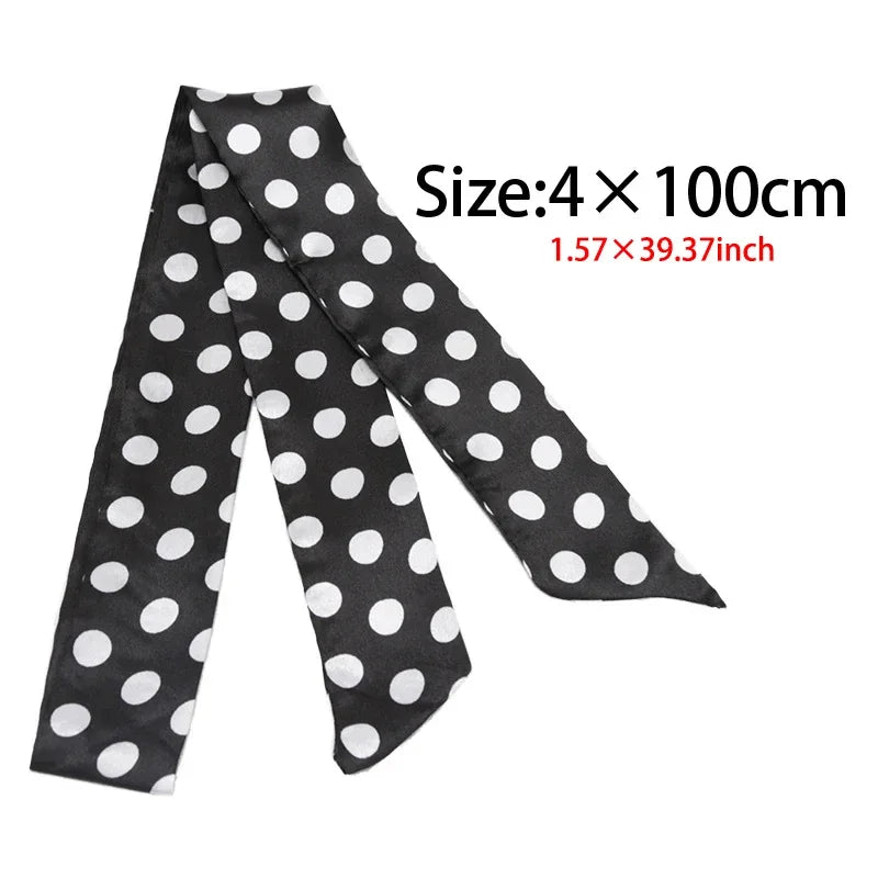 Skinny Scarf Hair Small Women Simple Handle Ribbon Fashion Printing Qme