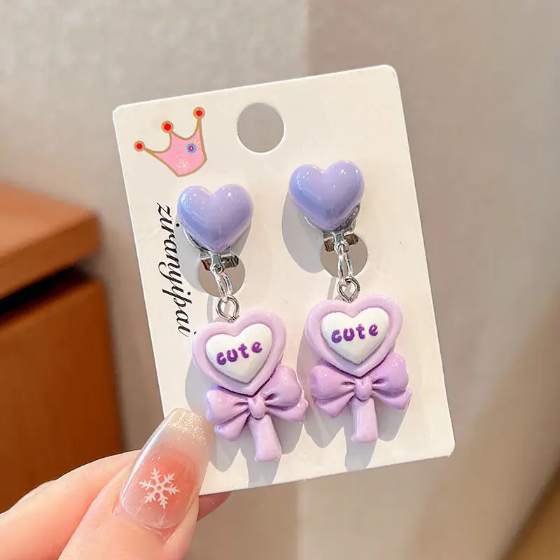 Hello Kitty Kuromi Cartoon Ear Clips Discomfort-free Fake Earrings Qme 15