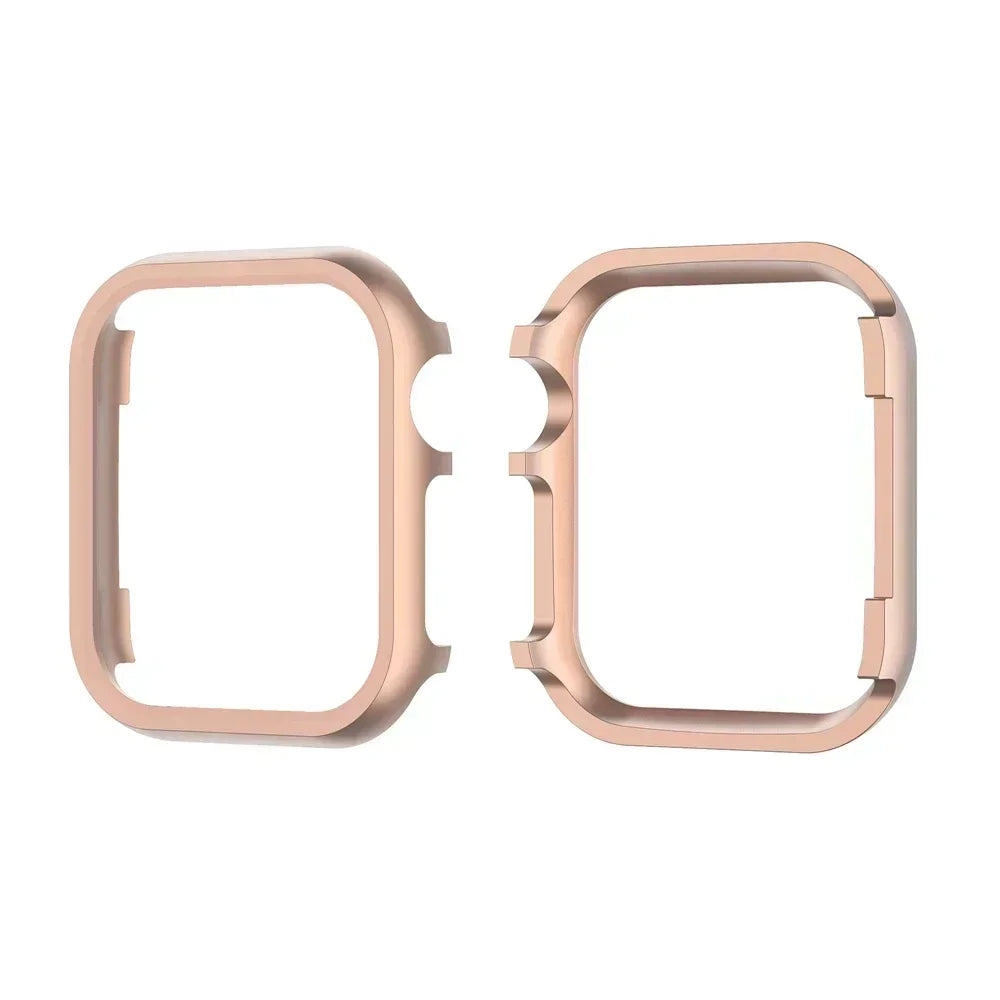 Accessories for Apple Watch Case 45mm 44mm Metal Bumper Protective Cover Frame for iWatch SE Series 7/6/5/4 Cases Aluminum Gold Qme