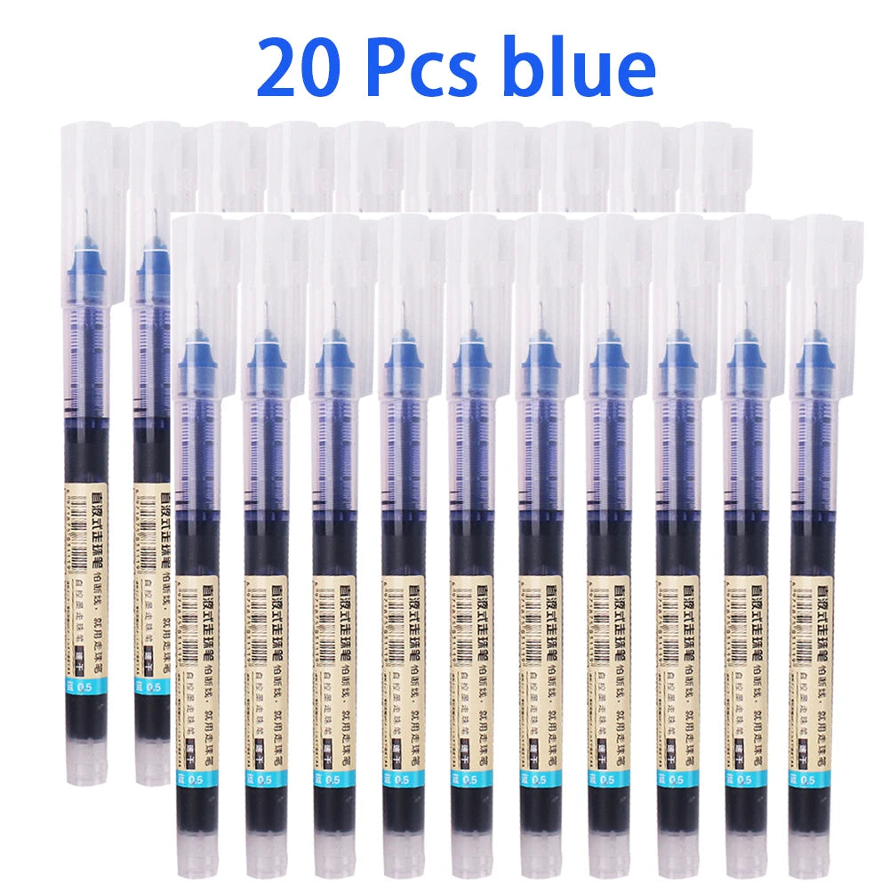 20/30 Pcs Colors Direct Liquid Ink Rollerball Pen Neutral Pen Quick-Drying High-Capacity Needle-Tube Pen Use Back To School Qme 20 Pcs blue
