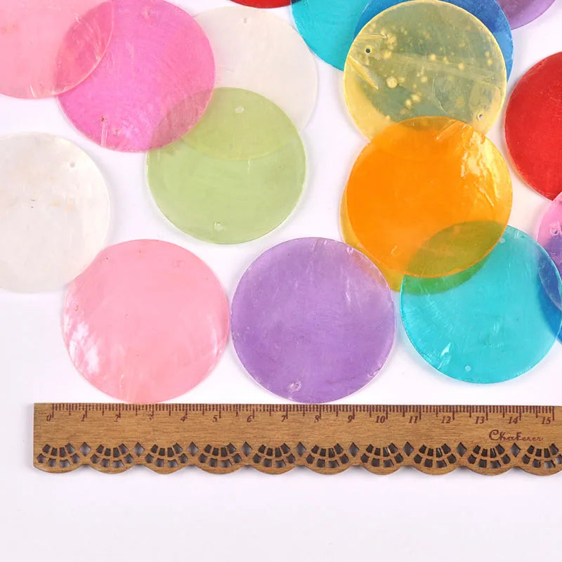 5/10pcs Colorful Round 2 Hole Shells Pendant Hanger DIY Jewelry Making Necklace Charms Gift Decoration Handmade Accessoires 50mm Qme
