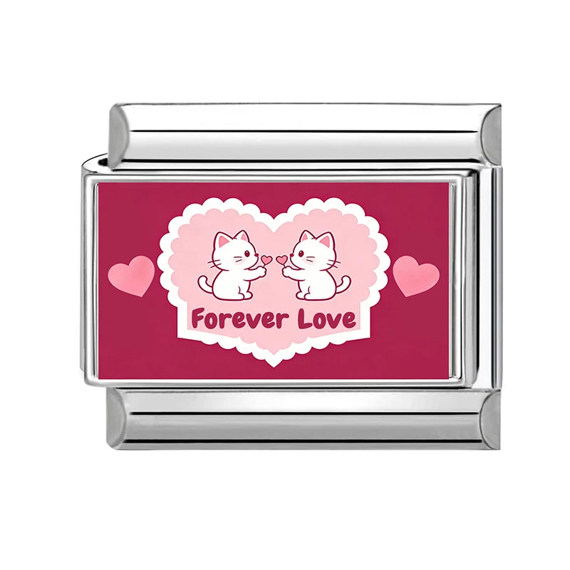 2026New Romantic Encounter Pink Sky Dancing Italian Charm Links Fit