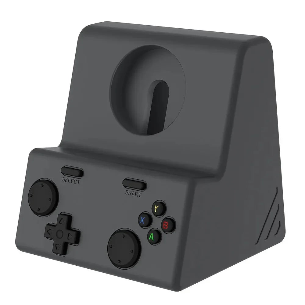 Desktop Holder For Apple Watch Ultra Charger Stand Retro Computer Pattern Charging Base for iWatch 10 9 8 7 6 5 4 3 SE Silicone Qme 0405Black