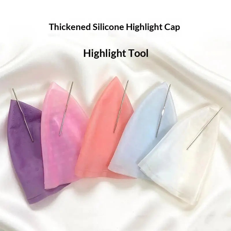Pink Professional Silicone Hair Coloring Cap Hook Needle Durable Qme