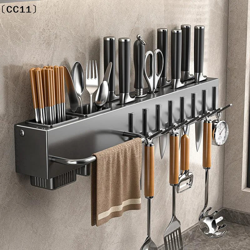 Wall Mounted Kitchen Knife Storage Rack Pot Lid Holder Cutting Board Qme