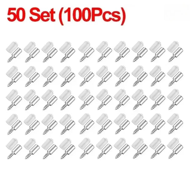 50Set Self Tapping Screw Layer Plate Holder Wardrobe Septum Brackets Fixed Screw Shelf Support Pegs with Non-Slip Sleeve Qme 50Set (100PCS)