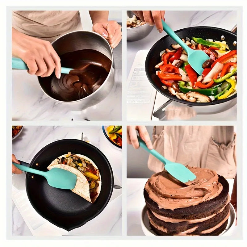 Heat resistant silicone spatula, flexible silicone kitchen cooking and baking appliance, suitable for non stick cookware Qme
