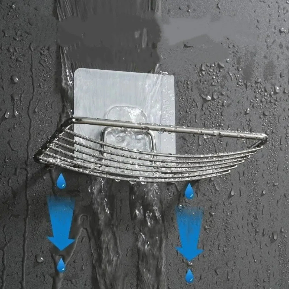 Stainless Steel Soap Holder Wall-mounted Drain Storage Rack Bathroom Multifunctional Durable Soap Dish Holder Household Goods Qme