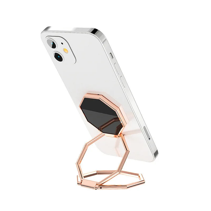 Mobile Phone Foldable Stand Ultra-thin Ring Multi Angle Portable Qme Rose gold