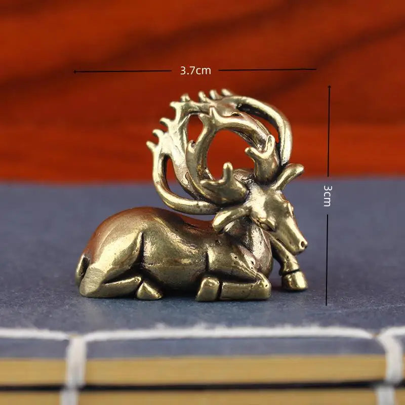 Solid Brass Elk Figurines Retro Animal Moose Small Statue Desk Ornament Tea Pet Table Decorations Crafts Accessories Child Gifts Qme style 1