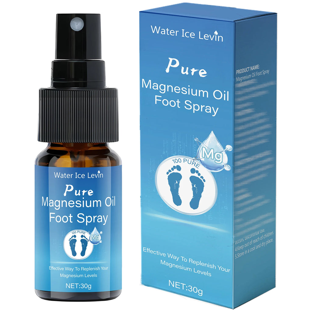 Pure Magnesium Oil Foot Spray with Vitamin E - Moisturizing, Fast-Absorbing Foot Care for Elastic, Smooth Skin Qme Blue 30g