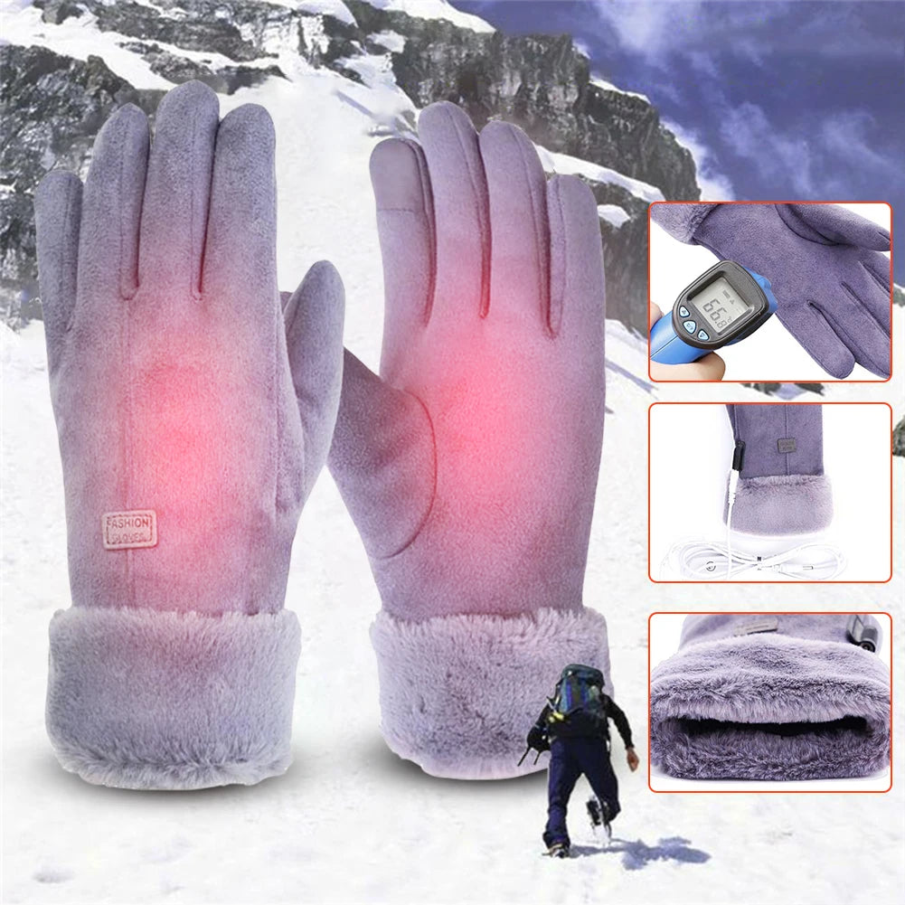 Electric Warm Gloves 3 Gear Adjustment Heating Thermal Gloves 10000mAh Motorbike Racing Riding Gloves Windproof Touch Screen Qme