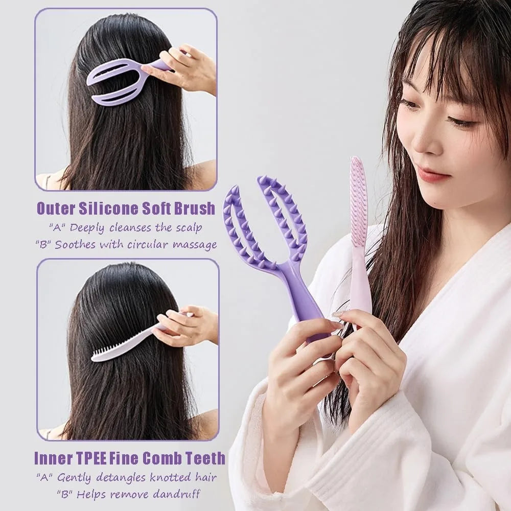 1 Scalp Massager Shampoo Brush Detachable Hair Exfoliator Wet Dry Qme