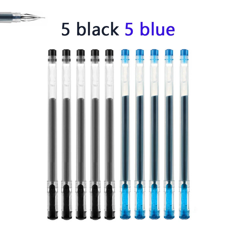 3/10pcs/mix Diamond tip Gel Pen,0.38mm Large-capacity Black/Blue/Red ink Exam Signing Writing School Office Supplie Stationery Qme 5 black 5 blue