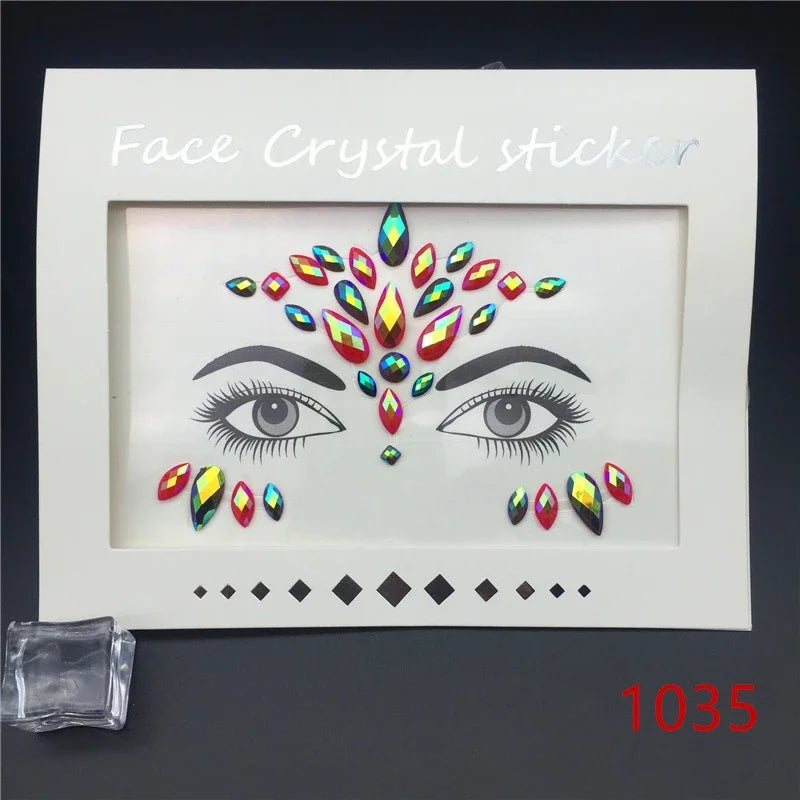 Face Gems Rhinestone Temporary Tattoo Jewels Festival Party Body Eyes Glitter Stickers Flash Mermaid Temporary Tattoos Sticker Qme 1035