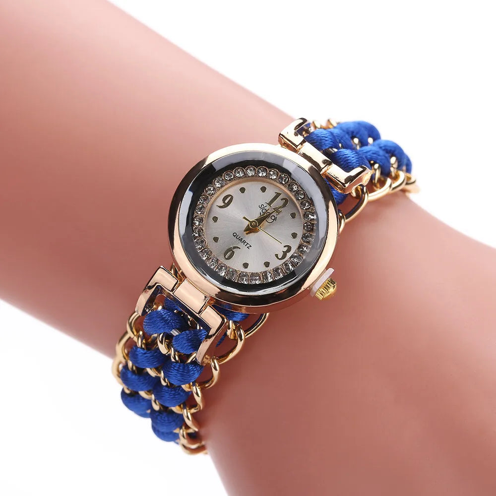 Women Knitting Rope Chain Winding Analog Quartz Movement Wrist Watch Fashionable Simple Style Quartz Wristwatch Reloj Mujer Qme