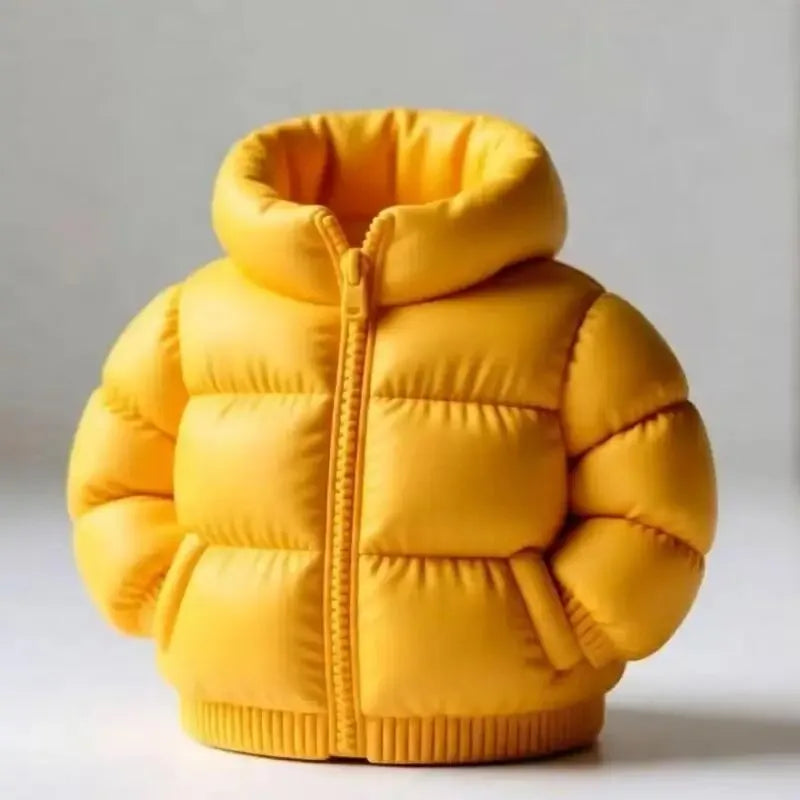 Down Jacket-Shaped Pen Holder Desktop Organizer for Stationery Makeup Brushes Home Office Shelf Decor, for Shool Gift Qme Yellow 10x10CM