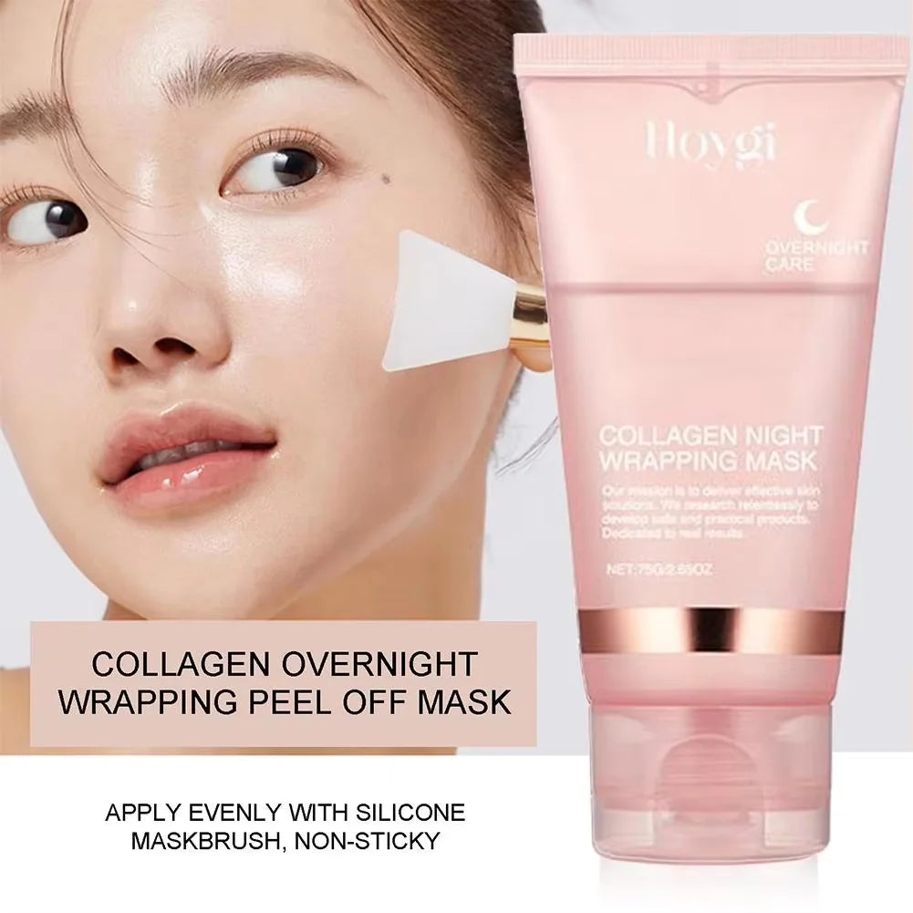 Collagen Overnight Wrapping Peel Off Facial Mask Set Korean Collagen Night Wrapping Mask Deeply Hydrates Night Care Mask Cream Qme