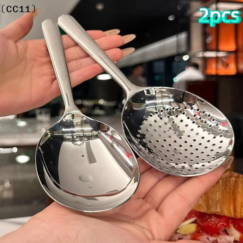 Stainless Steel Serving Spoon Restaurant Public Use Filtering Soup Qme