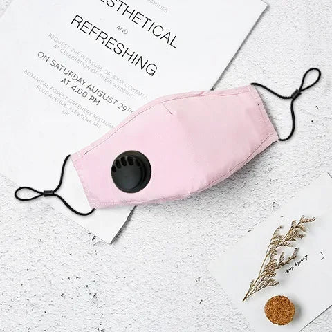Reusable Washable Fashion Anti Dust PM2.5 Mouth Face Mask with Breathing Valve Filter Activated Carbon Cotton Face Mask Qme Pink