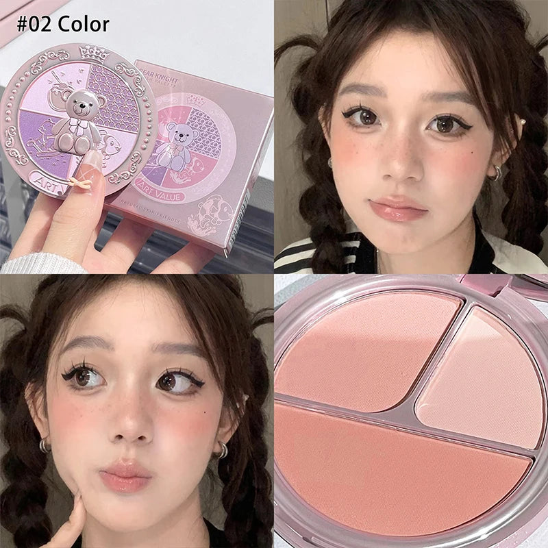 Matte Blusher Palette Natural Cheek Tint Rouge Pink Cream Blush Makeup Face Blusher Highlighter Contour Brighten Cosmetics Qme 02