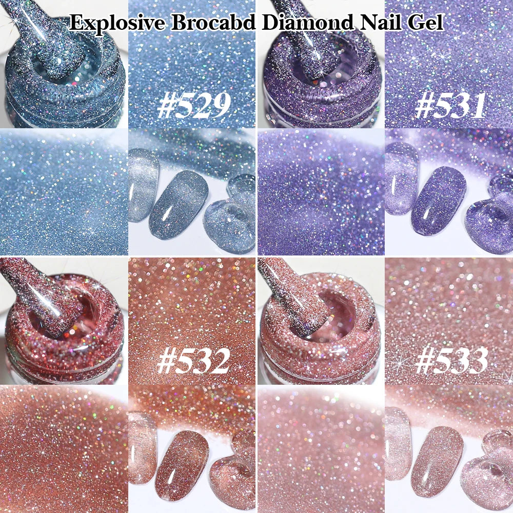 Arte Clavo Crystal Crushed Diamond Pink Blue Gel Nail Polish 2026 Qme 1626