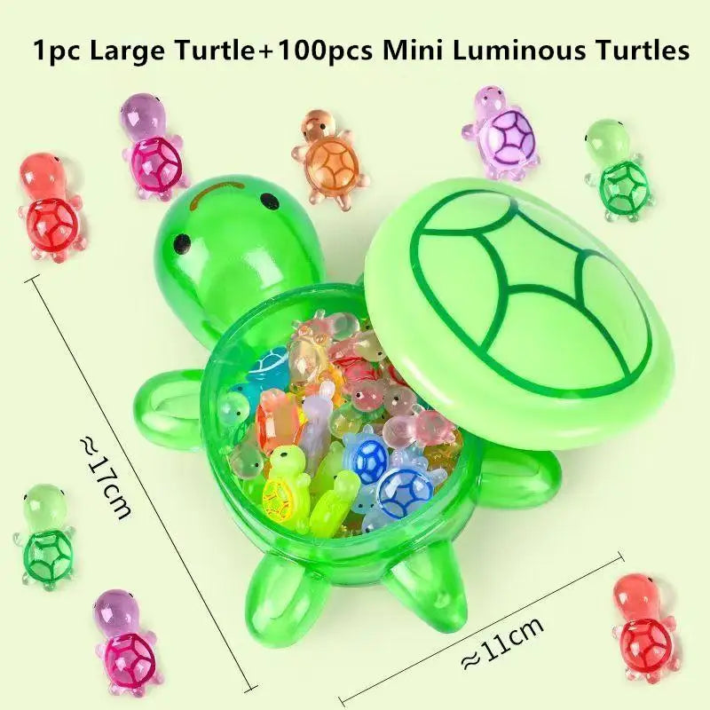 Night Glow Large Turtle+mini Luminous Turtles Figurines Glowing Qme GN2